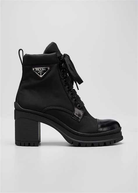 prada red line brown leather boots|prada block heel combat boots.